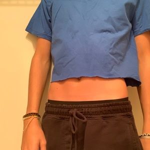 Blue Cropped Basic Blue Shirt